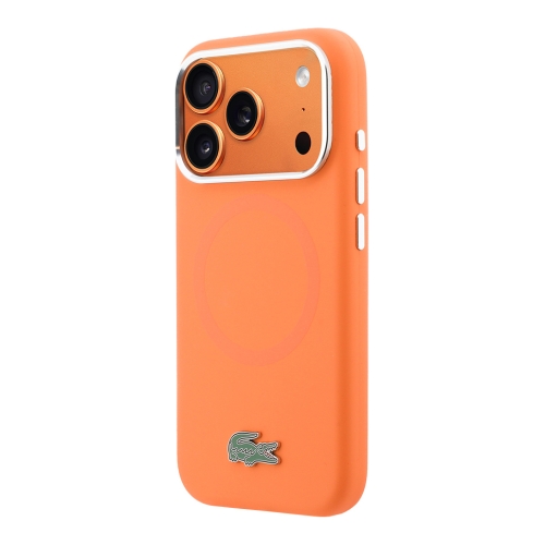 Lacoste для iPhone 17 Pro Max чехол Liquid silicone Lacquer Metal logo & Cam Hard Orange (MagSafe)
