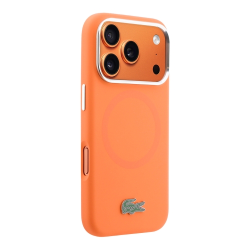 Lacoste для iPhone 17 Pro Max чехол Liquid silicone Lacquer Metal logo & Cam Hard Orange (MagSafe)