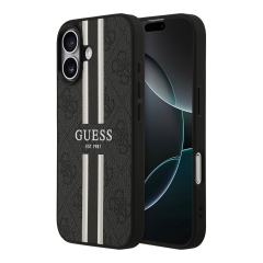 Guess для iPhone 17 чехол PU 4G Stripes Hard Black (MagSafe)