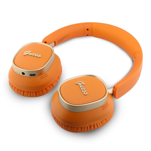 Guess наушники беспроводные накладные Bluetooth HP ENC Rectangle Satined PU Script Metal Logo Orange