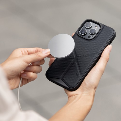 Чехол подставка Uniq Transforma для iPhone 14 Pro, черный (MagSafe)