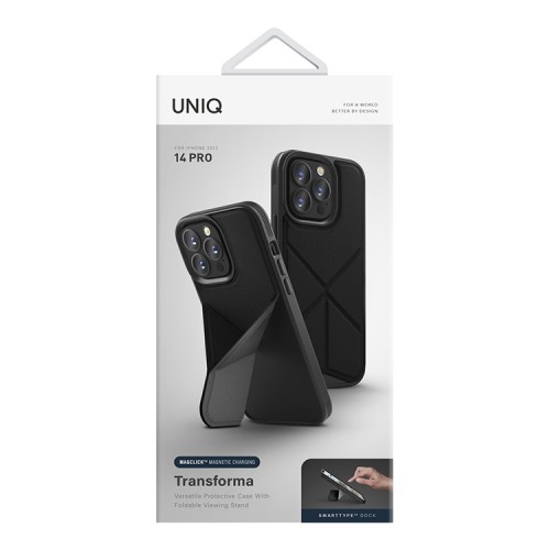 Чехол подставка Uniq Transforma для iPhone 14 Pro, черный (MagSafe)