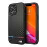 Чехол BMW M-Collection PU Carbon Hard Tricolor line для iPhone 13 Pro, черный (MagSafe)
