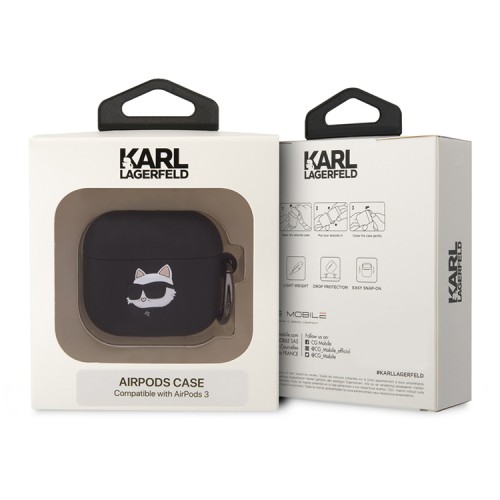 Чехол Lagerfeld Silicone case with ring NFT 3D Choupette для Airpods 3 (2021), черный