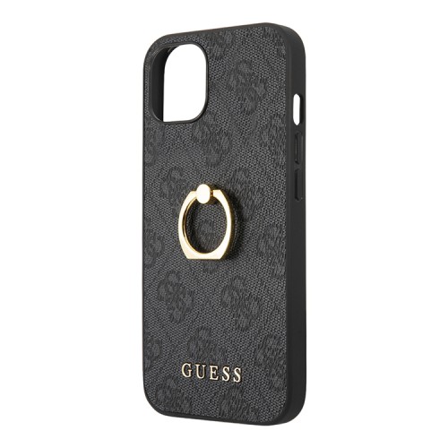 Чехол Guess PU 4G + Ring Hard для iPhone 14, серый