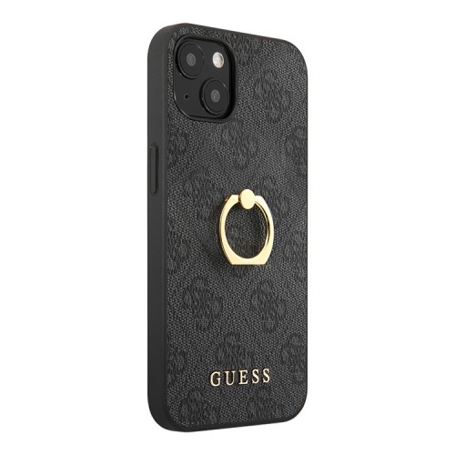 Чехол Guess PU 4G + Ring Hard для iPhone 14, серый