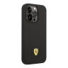 Чехол Ferrari Liquid Silicone with metal logo Hard для iPhone 14 Pro, черный (MagSafe)