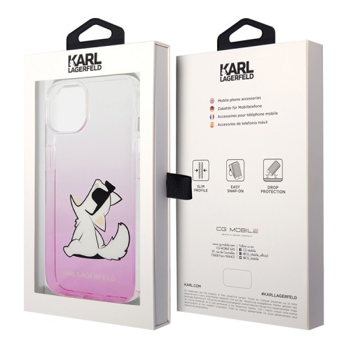 Чехол Karl Lagerfeld Choupette Fun Hard Gradient для iPhone 14 Plus, розовый