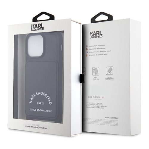 Чехол Karl Lagerfeld Crossbody cardslot PU Saffiano RSG Hard для iPhone 14 Pro Max, черный
