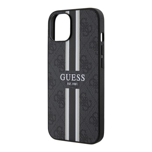 Чехол Guess PU 4G Stripes Hard для iPhone 13, черный (MagSafe)