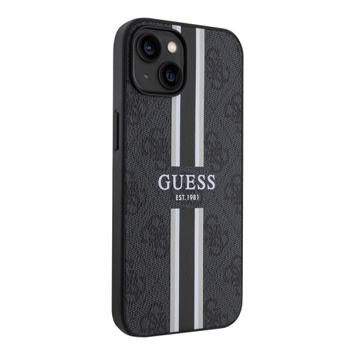 Чехол Guess PU 4G Stripes Hard для iPhone 13, черный (MagSafe)