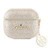 Чехол Guess Glitter flakes Metal logo with charm для Airpods 3 (2021), золотой