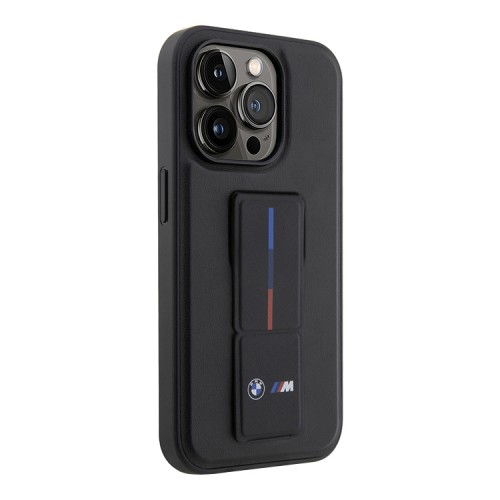 Чехол BMW M-Collection PU + Grip stand Hot stamp Hard для iPhone 14 Pro, черный