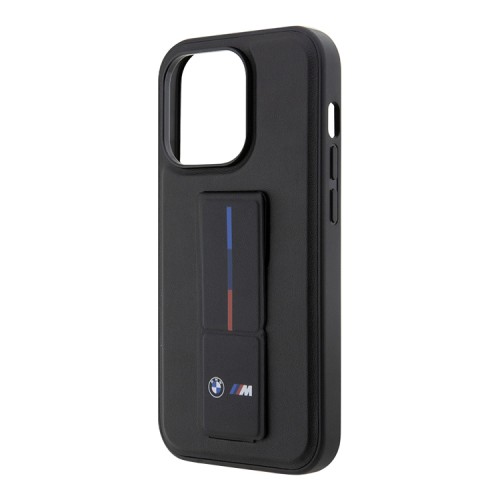 Чехол BMW M-Collection PU + Grip stand Hot stamp Hard для iPhone 14 Pro, черный