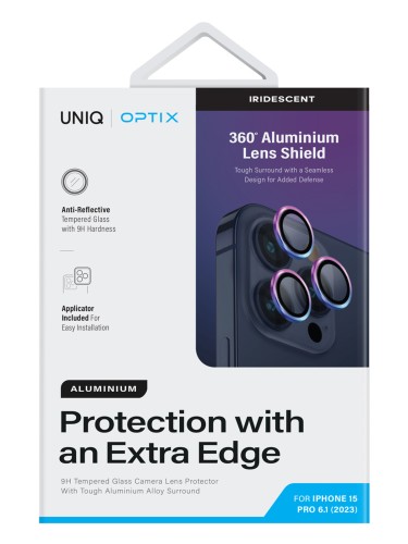 Uniq стекло для iPhone 15 Pro OPTIX Camera Lens protector Aluminium Iridescent