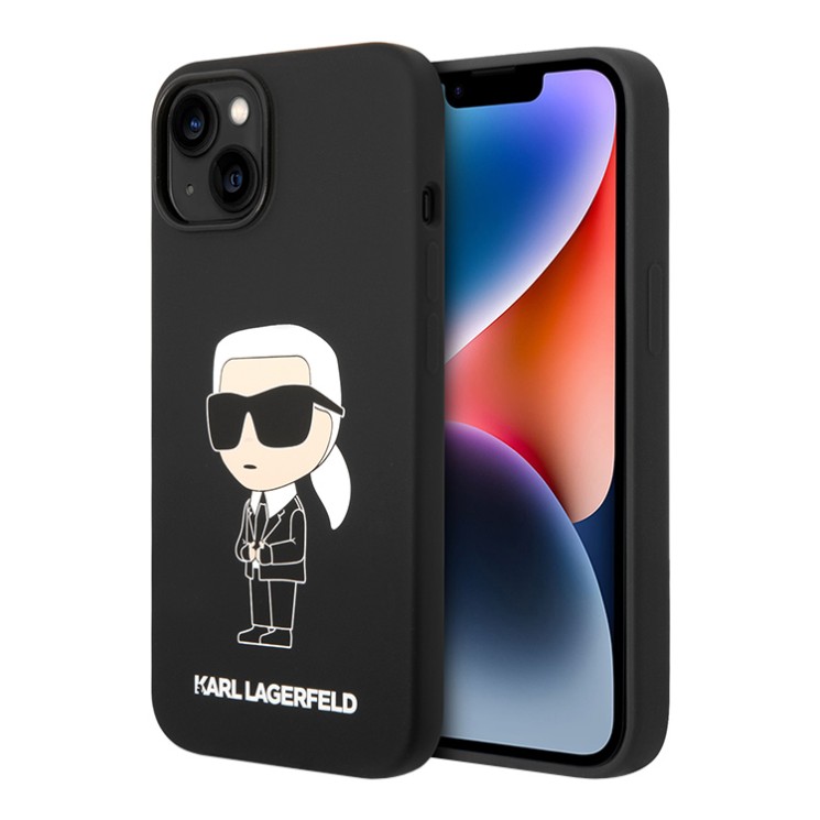 Lagerfeld для iPhone 15 чехол Liquid silicone NFT Karl Ikonik Hard Black