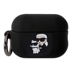 Karl Lagerfeld для Airpods Pro 2 чехол Silicone case with ring NFT Karl & Choupette Black