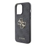 Guess для iPhone 15 Pro Max чехол PU 4G Big metal logo Hard Grey