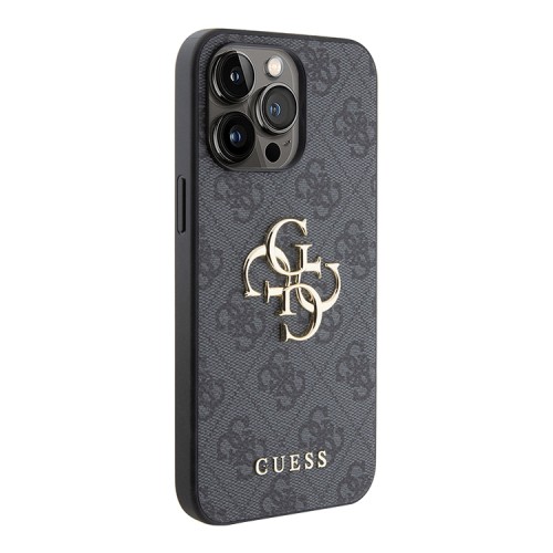 Guess для iPhone 15 Pro Max чехол PU 4G Big metal logo Hard Grey