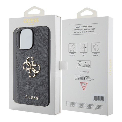 Guess для iPhone 15 Pro Max чехол PU 4G Big metal logo Hard Grey