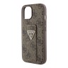 Guess для iPhone 15 чехол GripStand PU 4G with Triangle Diamond metal logo Hard Brown