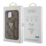 Guess для iPhone 15 чехол GripStand PU 4G with Triangle Diamond metal logo Hard Brown