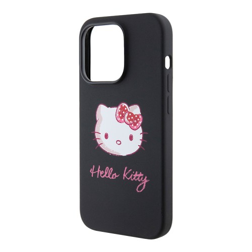 Hello Kitty для iPhone 15 Pro чехол Liquid silicone Sketch Kitty Head Hard Black/Pink