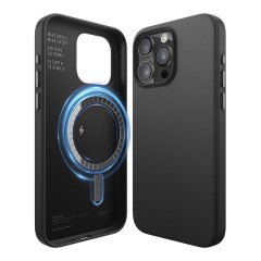 Elago для iPhone 15 Pro Max чехол PU Leather Black (MagSafe)