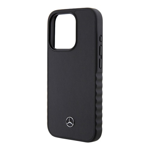 Mercedes для iPhone 15 Pro чехол Leather Plain Smooth Hard Black