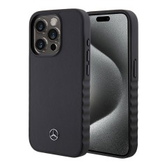 Mercedes для iPhone 15 Pro чехол Leather Plain Smooth Hard Black