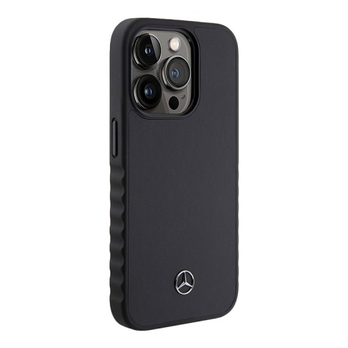 Mercedes для iPhone 15 Pro чехол Leather Plain Smooth Hard Black