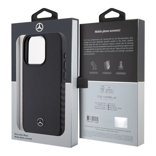 Mercedes для iPhone 15 Pro чехол Leather Plain Smooth Hard Black