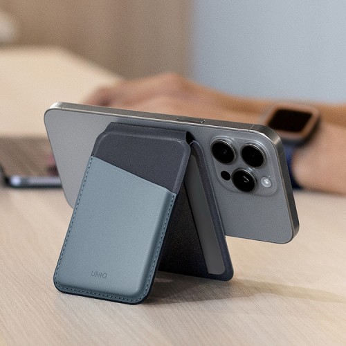 Uniq магнитный бумажник Lyden DS Magnetic FRID-blocking cardholder with Stand Washed Blue/Black