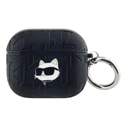 Karl Lagerfeld для Airpods 3 чехол PU Saffiano Monogram with ring NFT Metal Head Choupette Black