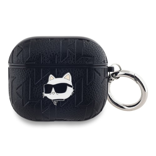Karl Lagerfeld для Airpods 3 чехол PU Saffiano Monogram with ring NFT Metal Head Choupette Black