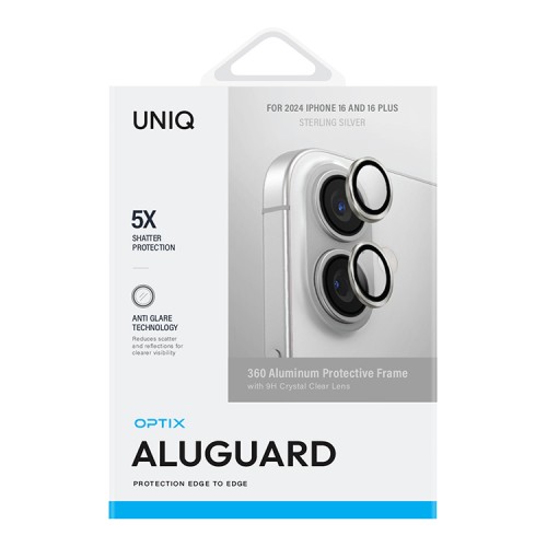 Uniq стекло для iPhone 16/16 Plus OPTIX Camera Lens AluGuard Silver