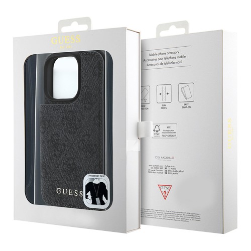 Guess для iPhone 16 Pro чехол Crossbody cardslots magnetic 4G Black