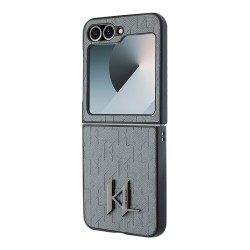Karl Lagerfeld для Galaxy Z Flip 6 чехол PU-кожа Saffiano Monogram Metal logo Grey
