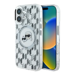 Karl Lagerfeld для iPhone 16 чехол PC/TPU Monogram NFT Karl&amp;Choupette прозрачный (MagSafe)