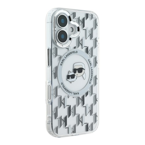 Karl Lagerfeld для iPhone 16 чехол PC/TPU Monogram NFT Karl&Choupette прозрачный (MagSafe)