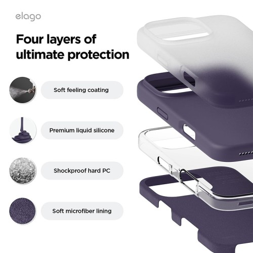 Elago для iPhone 16 Pro Max чехол Soft silicone (Liquid) Deep Purple