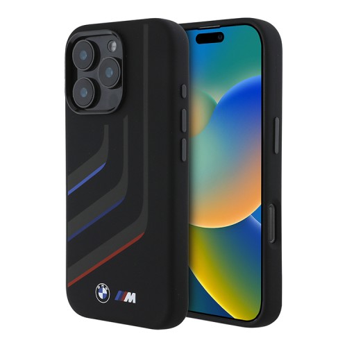 BMW для iPhone 16 Pro чехол M-Collection Liquid silicone Turning Metal camera Hard Black (MagSafe)