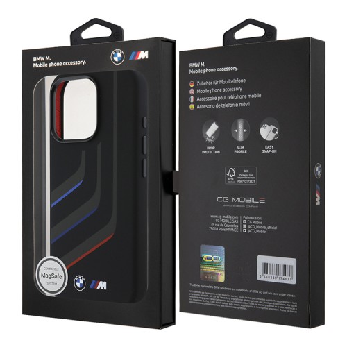 BMW для iPhone 16 Pro чехол M-Collection Liquid silicone Turning Metal camera Hard Black (MagSafe)
