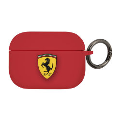 Чехол Ferrari Silicone с кольцом для Airpods Pro, красный