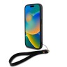 DKNY для iPhone 16 чехол PU Stack metal logo Hard + Hand strap Black