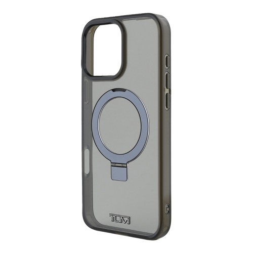 TUMI для iPhone 16 Pro Max чехол PC/TPU + Aluminium Ring stand Hard Black (MagSafe)