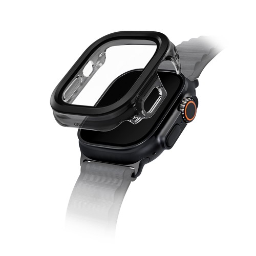 Uniq для Apple Watch 49 mm чехол VOUTE with 9H Tempered Glass Jet Black