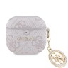 Guess для Airpods 4 чехол PU leather 4G with Classic metal logo and Diamond charm Pink