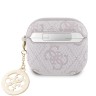 Guess для Airpods 4 чехол PU leather 4G with Classic metal logo and Diamond charm Pink