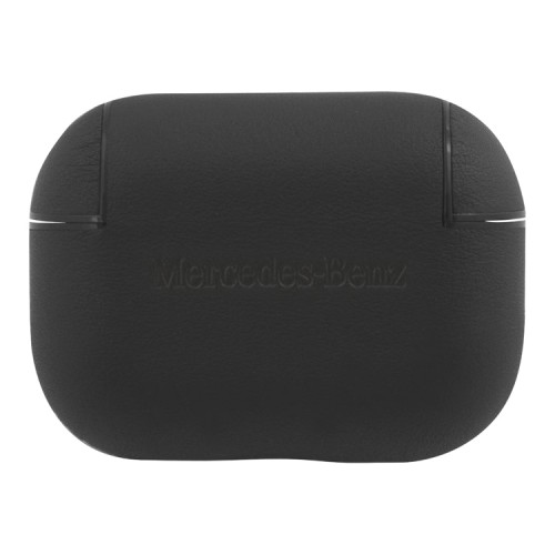 Чехол Mercedes Genuine leather with Metal logo для AirPods Pro, черный